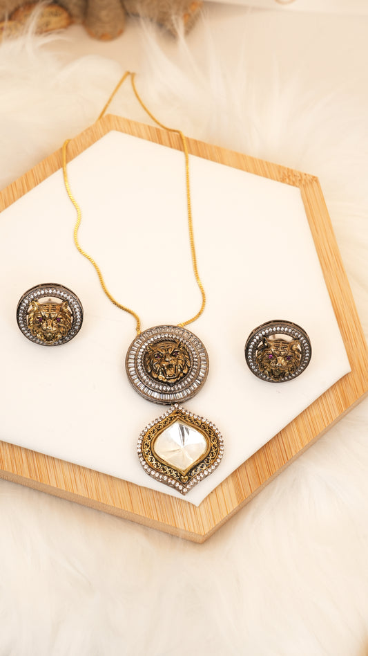 Royal Simha Kundan Medallion Couture Set