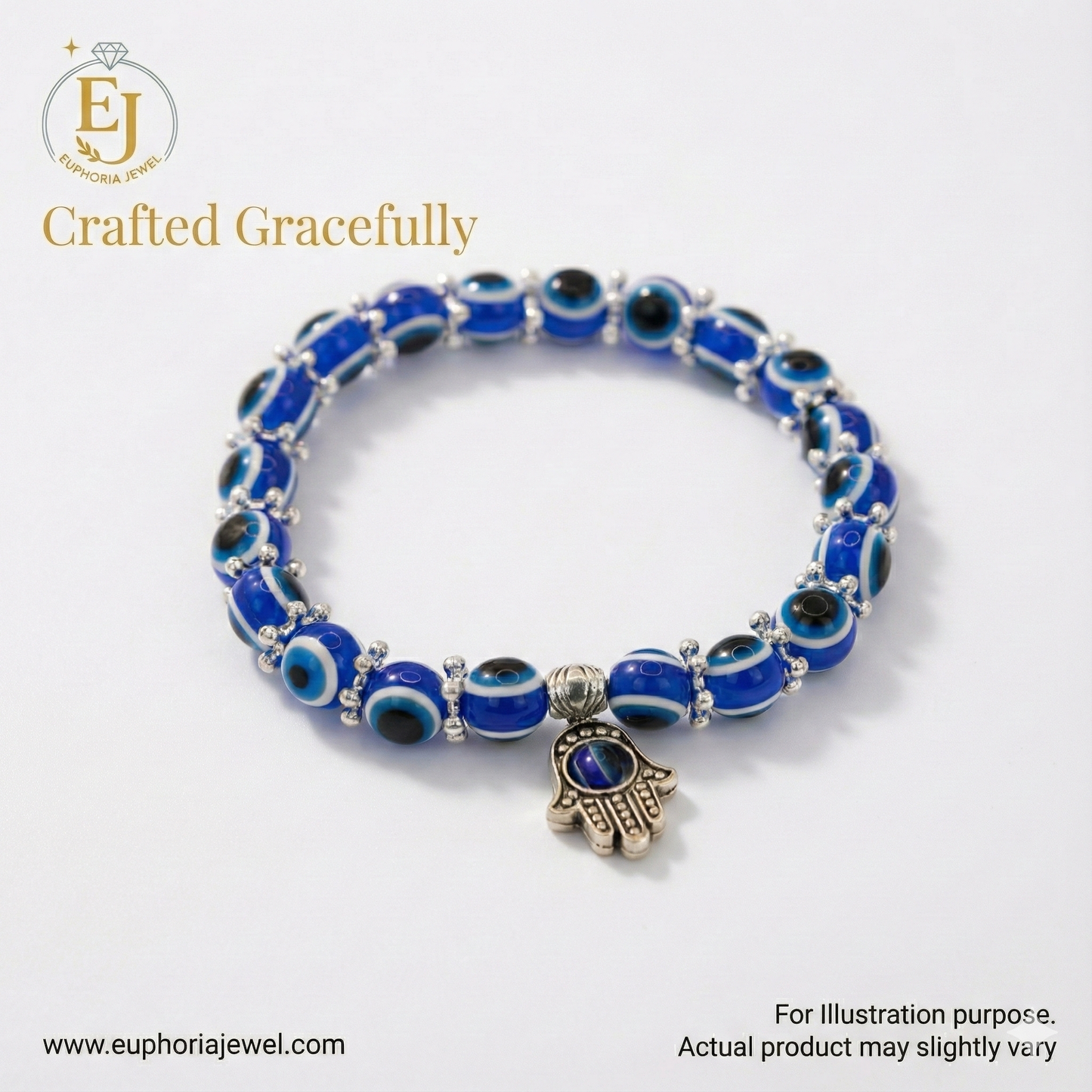 Blue Aura Hamsa Evil Eye Stretch Bracelet ā for Protection & Style