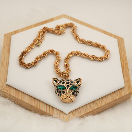“Fierce Elegance” Leopard Pendant Necklace