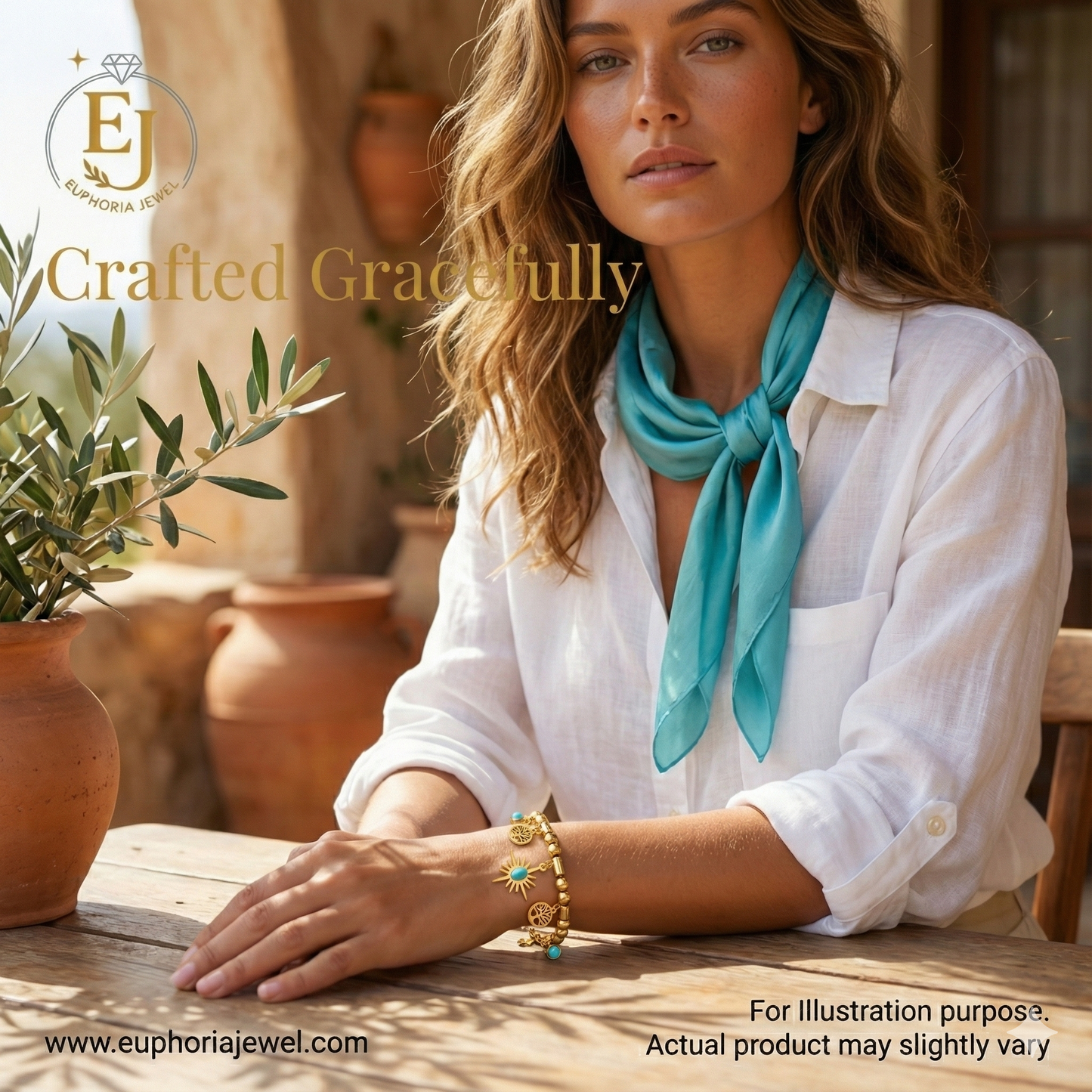 Golden Radiance Turquoise Charm Bracelet