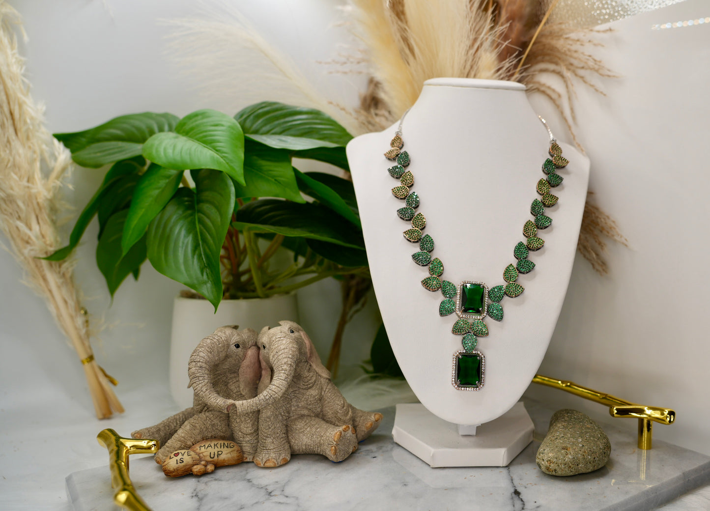 Emerald Royale Couture Set – Premium Statement Necklace & Earrings