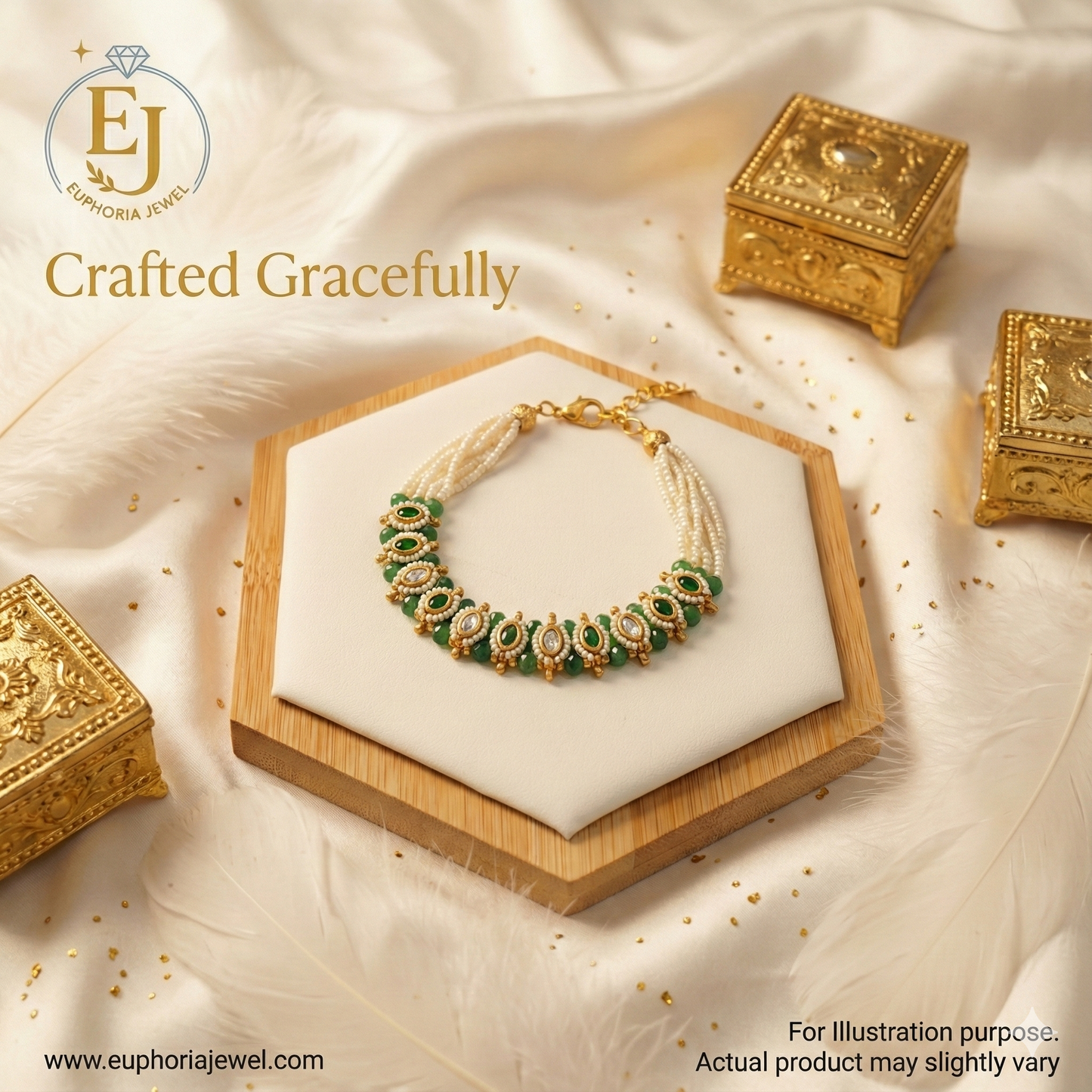 Emerald Grace Beaded Bracelet –with Pearl and Green Accents