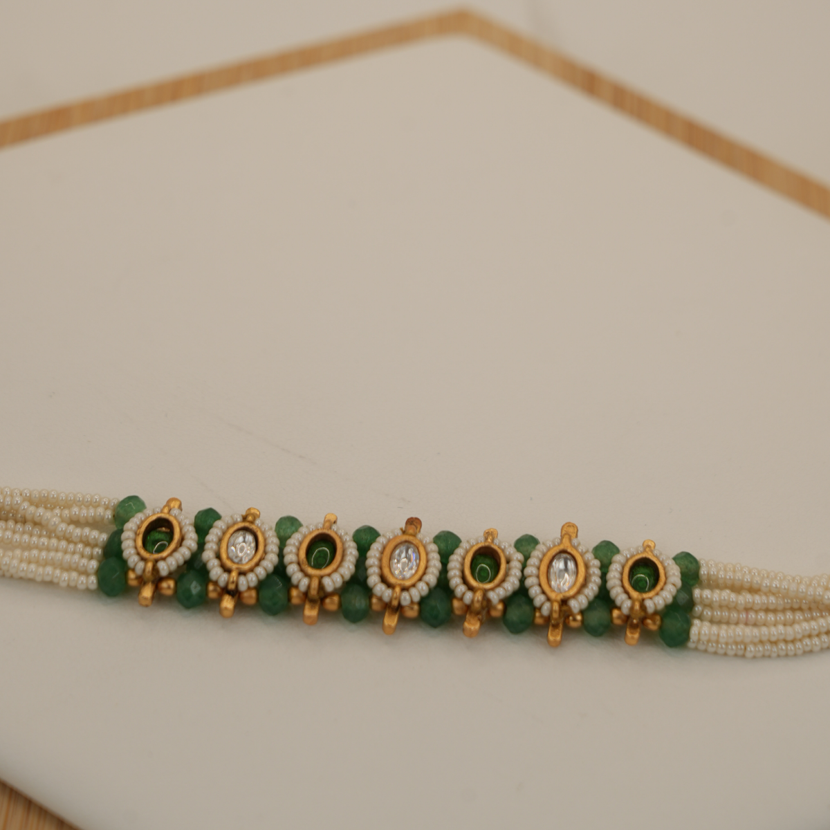 Emerald Grace Beaded Bracelet –with Pearl and Green Accents