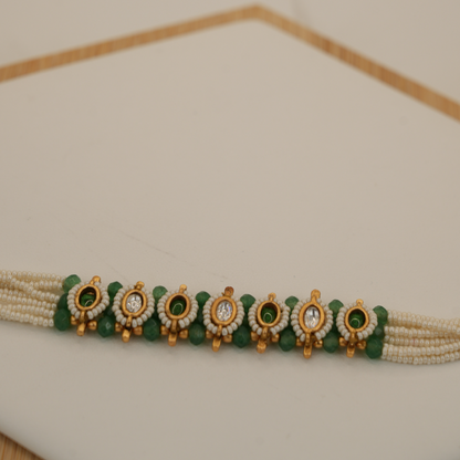 Emerald Grace Beaded Bracelet –with Pearl and Green Accents