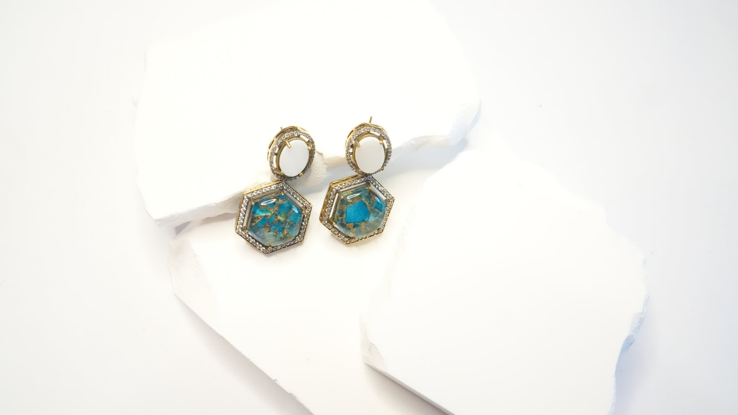 Gilded Turquoise Geo Luxe Drops