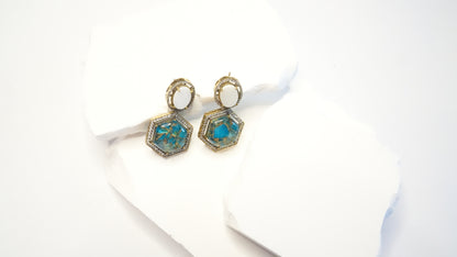 Gilded Turquoise Geo Luxe Drops