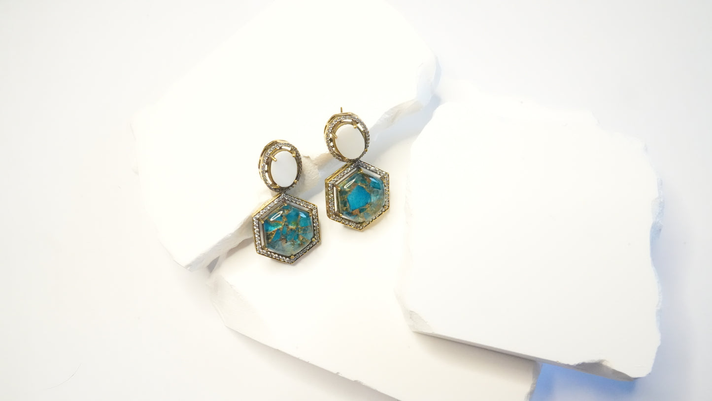 Gilded Turquoise Geo Luxe Drops