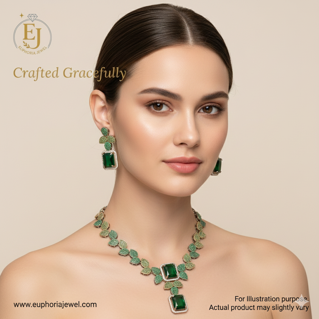 Emerald Royale Couture Set – Premium Statement Necklace & Earrings