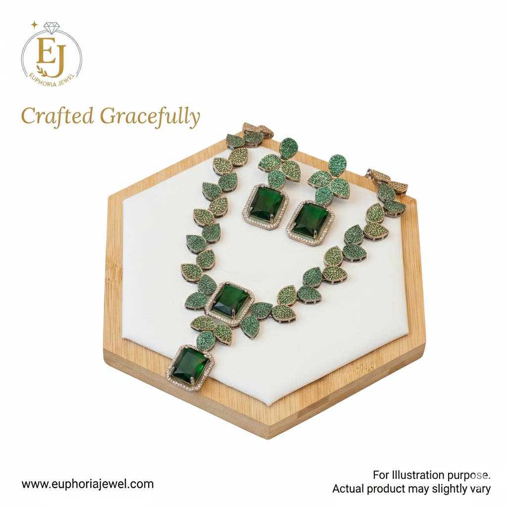 Emerald Royale Couture Set – Premium Statement Necklace & Earrings