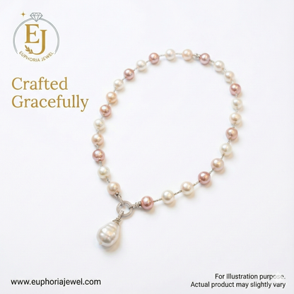 Elegance Lumière Pinkish Baroque Pearl Couture Necklace