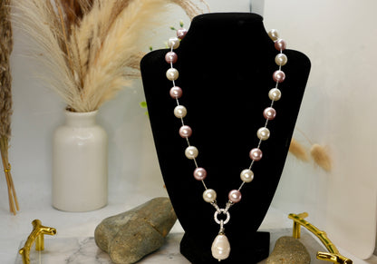 Elegance Lumière Pinkish Baroque Pearl Couture Necklace