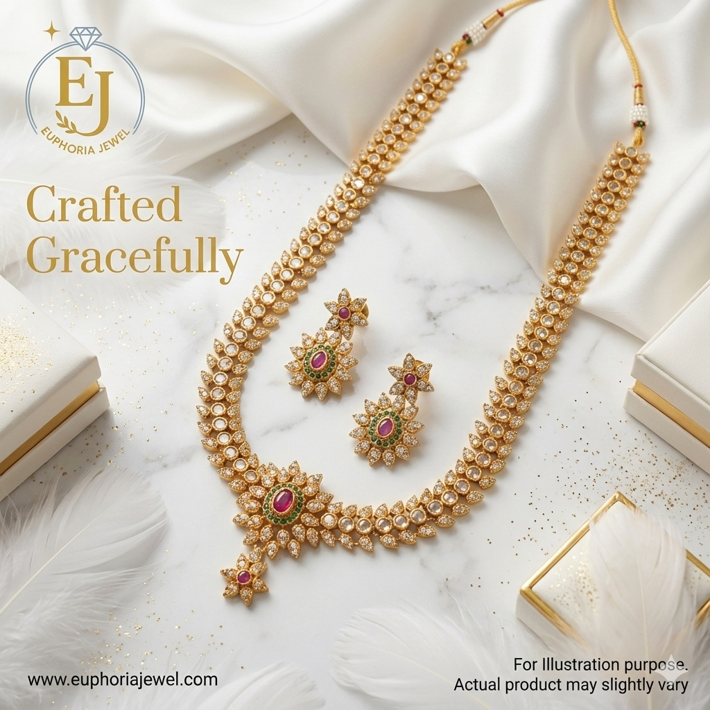 Majestic Ruby–Emerald Heritage Long Haram Set