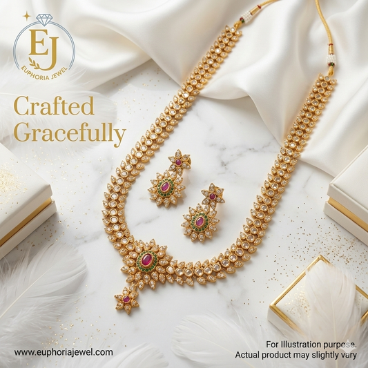 Majestic Ruby–Emerald Heritage Long Haram Set