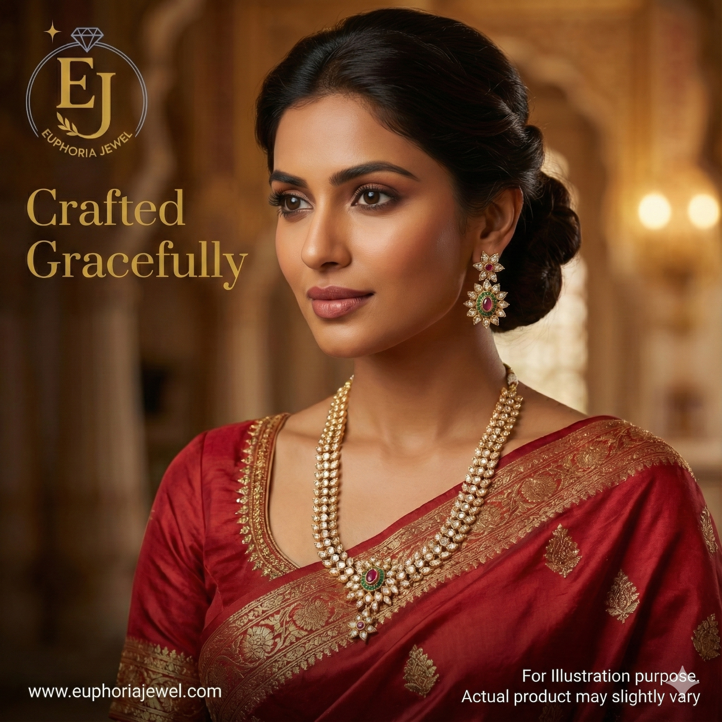 Majestic Ruby–Emerald Heritage Long Haram Set