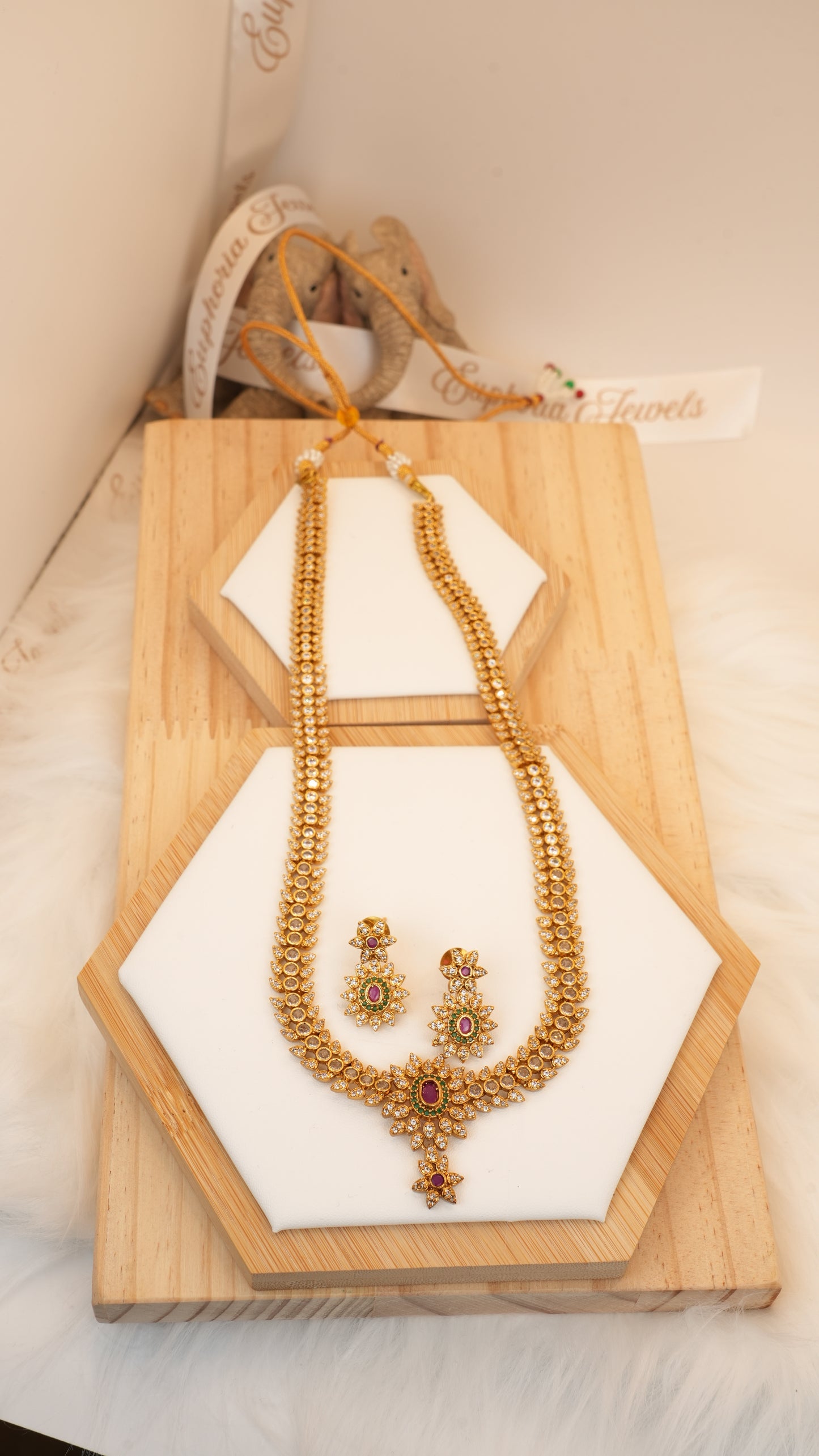 Majestic Ruby–Emerald Heritage Long Haram Set