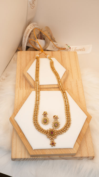 Majestic Ruby–Emerald Heritage Long Haram Set