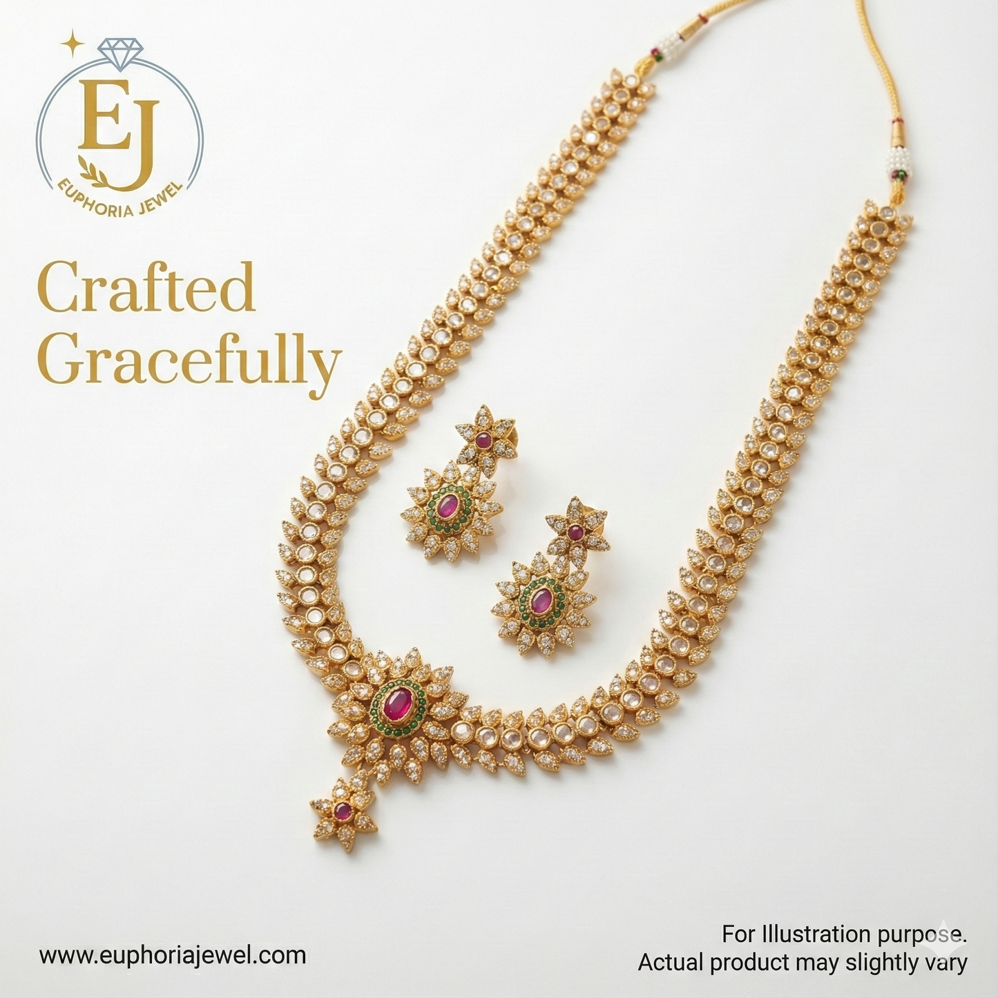 Majestic Ruby–Emerald Heritage Long Haram Set