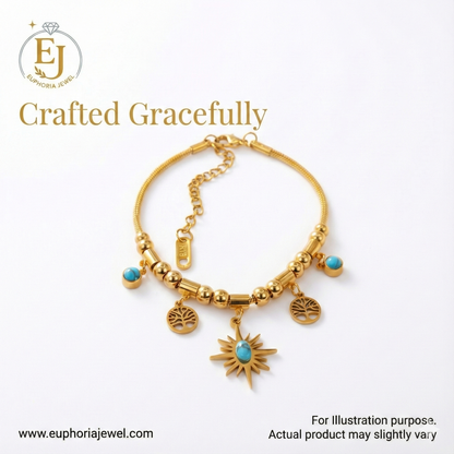 Golden Radiance Turquoise Charm Bracelet