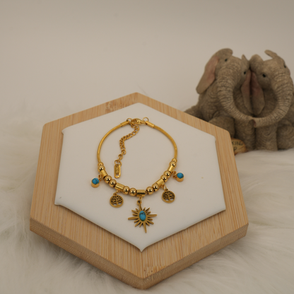 Golden Radiance Turquoise Charm Bracelet