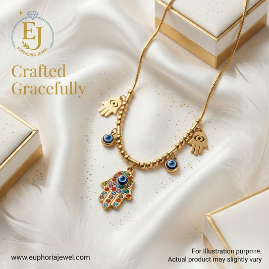 Celestial Hamsa Evil Eye Necklace