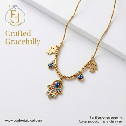 Celestial Hamsa Evil Eye Necklace