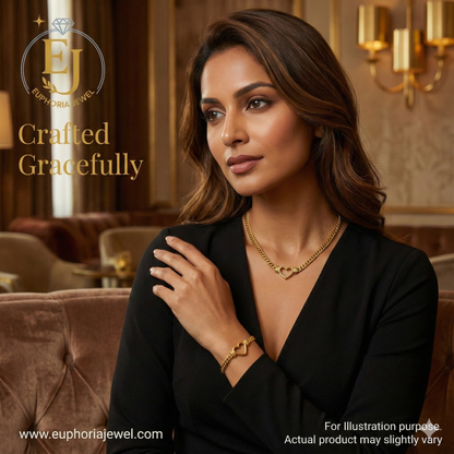 Golden Heart Connection Necklace & Bracelet Set