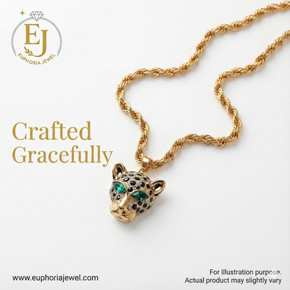 “Fierce Elegance” Leopard Pendant Necklace