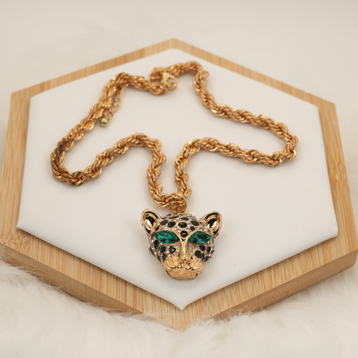 “Fierce Elegance” Leopard Pendant Necklace