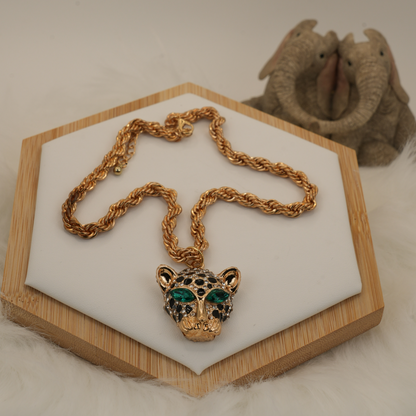 “Fierce Elegance” Leopard Pendant Necklace