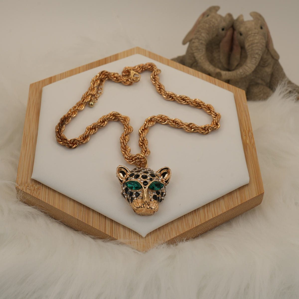 “Fierce Elegance” Leopard Pendant Necklace