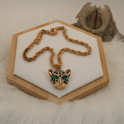 “Fierce Elegance” Leopard Pendant Necklace