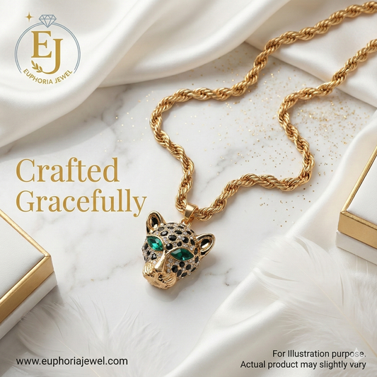 “Fierce Elegance” Leopard Pendant Necklace