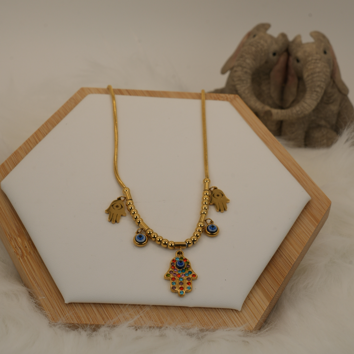 Celestial Hamsa Evil Eye Necklace