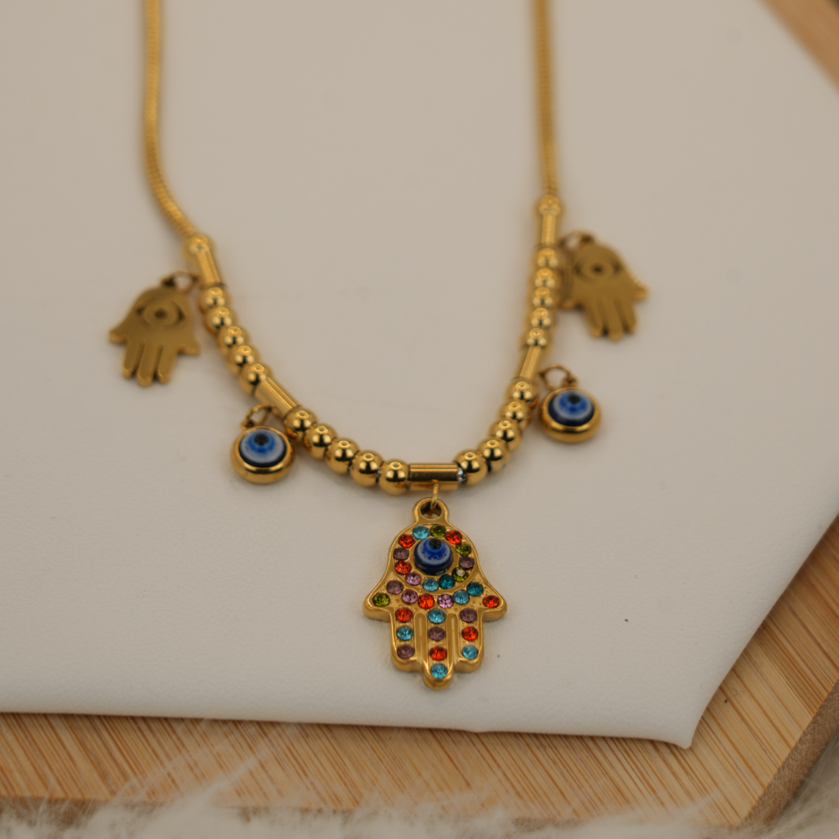 Celestial Hamsa Evil Eye Necklace